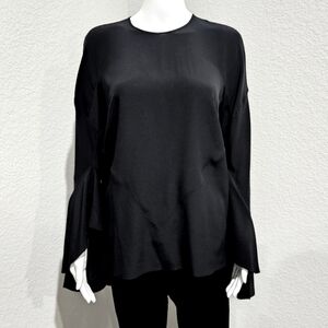 GIVENCHY silk black bell sleeve blouse